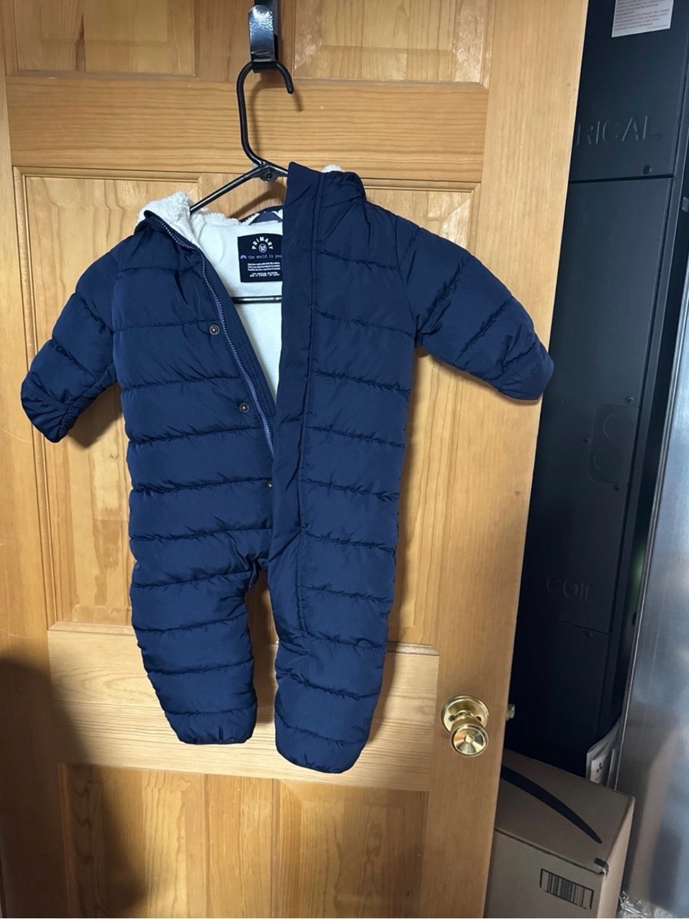 Navy Blue Kids Puffer One-Piece Snowsuit